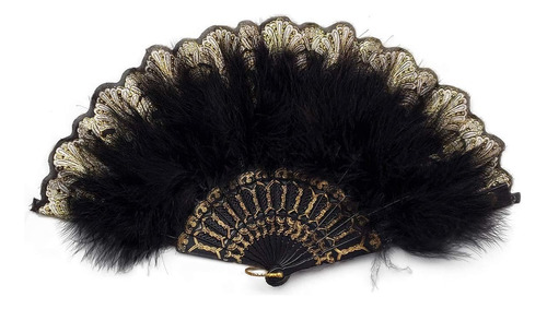 Abanico De Plumas De Marabú Bordado, Estilo Vintage De Los A