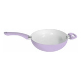 Wok Sarten 26 Cm Ceramica Antiadherente Mango Sin Tapa Lila