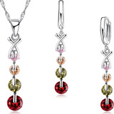 Set Plata 925 Vintage Collar Cadena Regalo Joyas Cristal