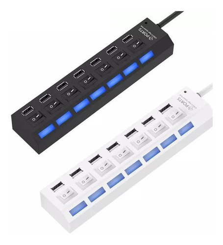 Hub 7 Puertos Multi Usb 2.0 Con Interruptor E Indicador Luz