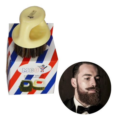 Cepillo De Barba Con Agarradera De Barberia  Mc8 Beige 1pz