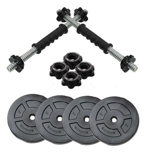 Set X 2 Kit Mancuernas A Rosca  + 20 Kg Discos Pesas Envio