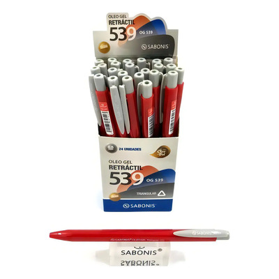 Bolígrafo Retráctil Oleo Gel 0.5mm Sabonis Rojo Modelo OG-539 Pack 24 | Meses sin interés