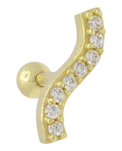 Piercing De Cartilagem Ouro 18k (750) Cluster Curvo