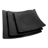 Platos Cuadrados Negros De Melamina 15×15cm 5pz