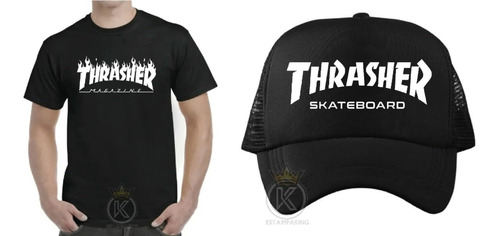 Polera Thrasher Magazine Skate + Jockey Gorro - Estampaking