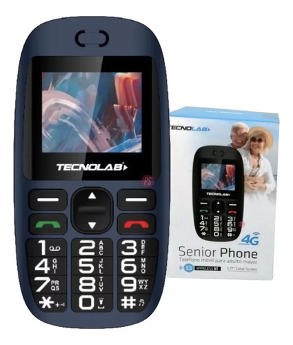 Teléfono Senior Tecnolab 4g Bluetooth Adulto Mayor Azul