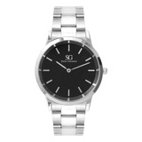 Relogio Masculino Saint Germain Belmont Black Silver 40mm Cor Da Correia Prateado Cor Do Bisel Prateado Cor Do Fundo Preto