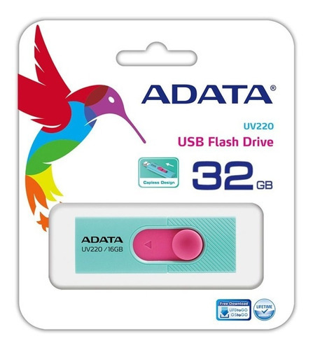 Memoria Usb Portátil 2.0 32gb Uv220 Tiffany Rosa Adata /v Nombre Del Diseño Tiffany Color Turquesa/rosa