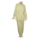 Conjunto De Pijama Con Cuello Vuelto Para Mujer, Ropa Para E
