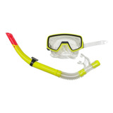 Set Careta Y Snorkel Swimmer Buceo Silicona Doble Válvula