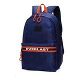 Mochila Everlast Urbana Hombre Mujer Reforzada Escolar Color Azul Marino Diseño De La Tela Liso