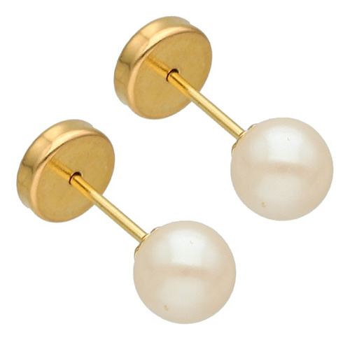 Aros Abridores Oro Lili 18k Perla 5mm Li-111 - En C