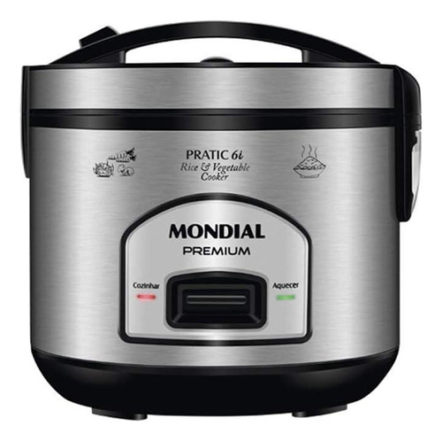 Panela Arroz Elétrica 6l Mondial Pe-43-6x Preta Inox 127v