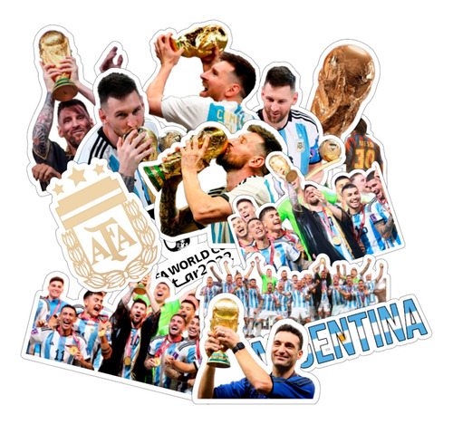 Stickers Copa Mundial Messi Argentina Deco Termos Celu Mate 