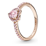 Anillo Pandora Recubrimiento Oro Rosa Corazón Brillante