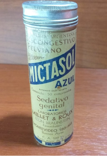 Antiguo Envase Mictasol Azul De Aluminio Vacio Ind Argentina