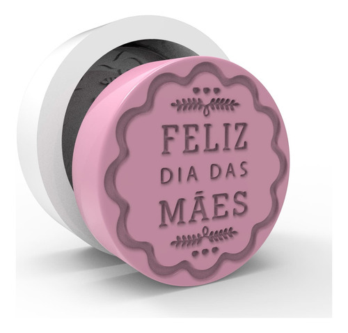 Molde De Silicone Redonda Feliz Dia Das Mães Flor