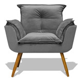 Cadeira Estofada Decorativa Recepçao - Suede Cinza