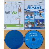 Kit 2 Jogos Wii: Wii Fit + Wii Sports Resort + 1 Jogo Brinde