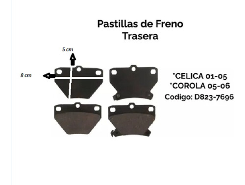Pastilla De Freno Trasera Toyota Celica 01-05, Cd P7696 Foto 3