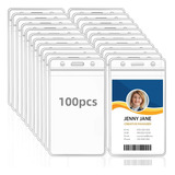 100 Pack Transparente Vertical Badge Titulares,7.5×12 Cm