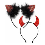 Diadema De Halloween Con Cuernos De Diablo Y Orejas De Gato