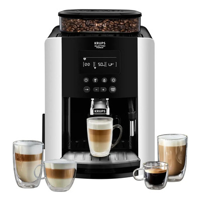 Cafetera Máquina de Espresso Arábica KRUPS, con espumador, tanque de agua de gran capacidad, molino integrado, boquilla de vapor para espumar leche y limpieza automática EA8178MX | Envío gratis