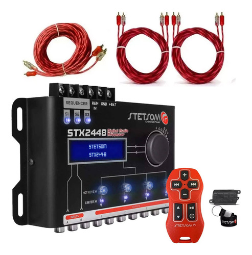 Processador Áudio Digital Stetsom Stx2448 +kit Rca +controle