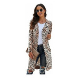 Animal Print Leopard Sweater Cardigan Long Modern Casu[s]