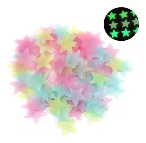 (10 Paquetes) De 100 Estrellas Colores Fluorescentes Neón 