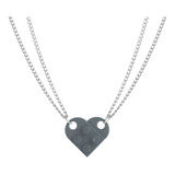 Collar Encastre De Amor Corazón Novios Amigos Gris