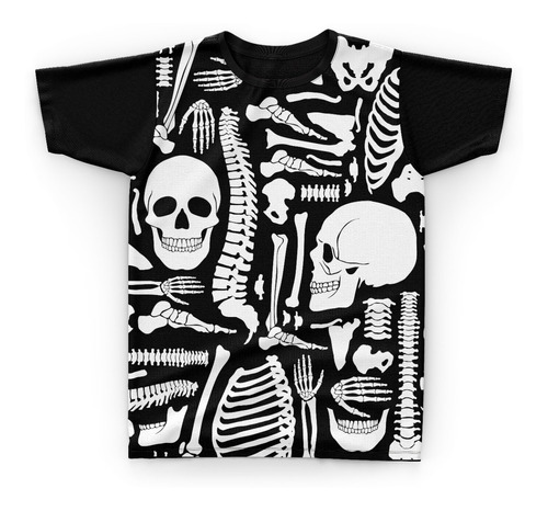 Camiseta Camisa Skull Caveira Cartoon Anatomia Esqueleto