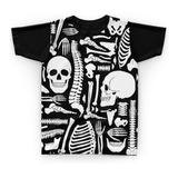 Camiseta Camisa Skull Caveira Cartoon Anatomia Esqueleto