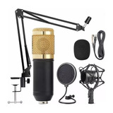 Microfone Estúdio Bm800 + Pop Filter + Aranha + Braço Articu