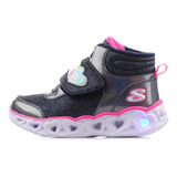 Tenis Skechers Luces Mno Afelpado Ligero Comodo Niña 302669l