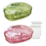 Paquete De 2 Cajas De Jabón De Plástico Transparente Portáti