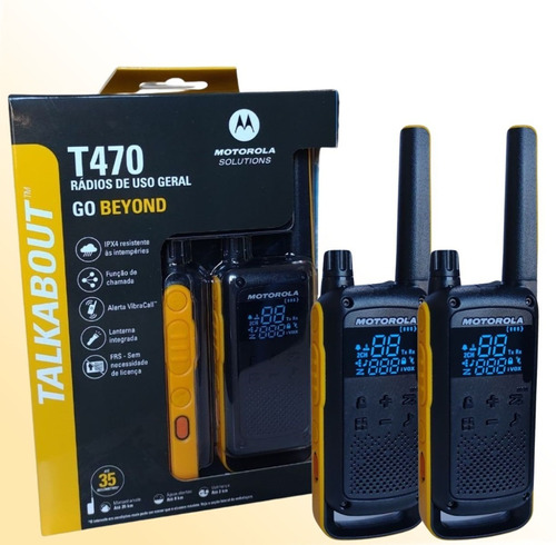 Kit 4 Rádio Comunicador Motorola T470 Walk Talk 