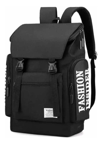 Mochila Back Pack Broche Antirrobo Casual Gym Viaje Daishu G Color Negro Diseño De La Tela Impermeable