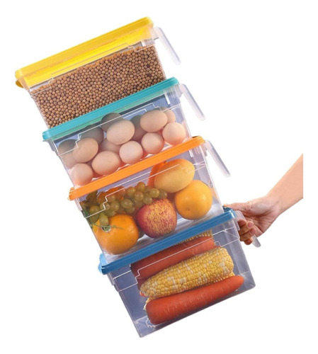 X3 Caja Organizadora Para Refrigerador Con Tapa Y Mango