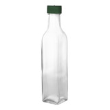 Botella Vidrio Aceite 250 Cc Transparente Cuadrada Tapa X12u