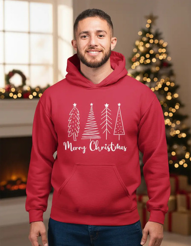 Sudadera Hombre Gorro Navideño Árbol Feliz Navidad Sueter