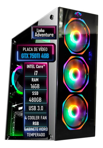 Pc Gamer Intel Core° I7 Ram 16gb Ssd 480gb Gtx 750ti 4gb