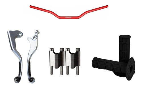 Manubrio Rojo X5 Clamp Grip + Puños Negro Xr125 150 Nx Wirtz