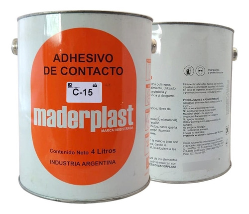 Adhesivo Contacto C-15 Maderplast 4 Kg P/calzado/tapiceria