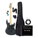Guitarra Sts100 Preta Bks Fosco Kit Capa Cubo + Acessórios