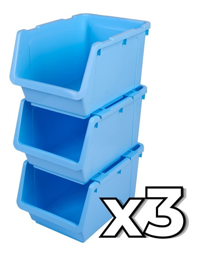 Kit X3 Gavetas Plásticas Apilables Y Embutibles 35x24x20 Cm