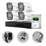 Kit Seguridad Hikvision Dvr 4ch + 4 Camara 2mp Colorvu + 1tb