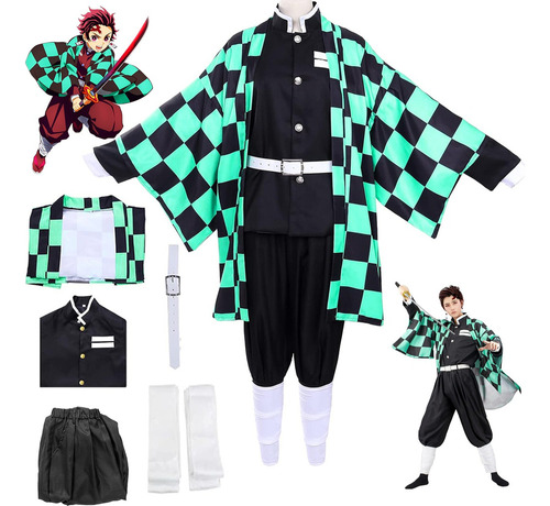 Demon Slayer Cosplay Anime Kimono Traje Niños Kamado .