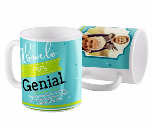 Taza Ceramica Abuelo Genial Con Foto Personalizada